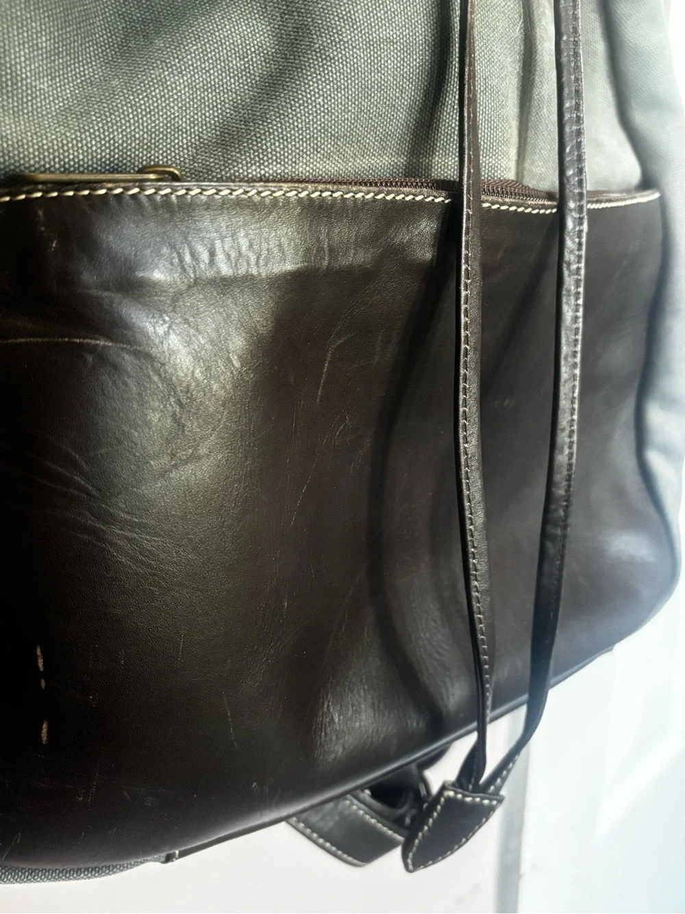 Men's Black Canvas & Leather Backpack - Stylish Everyday Bag